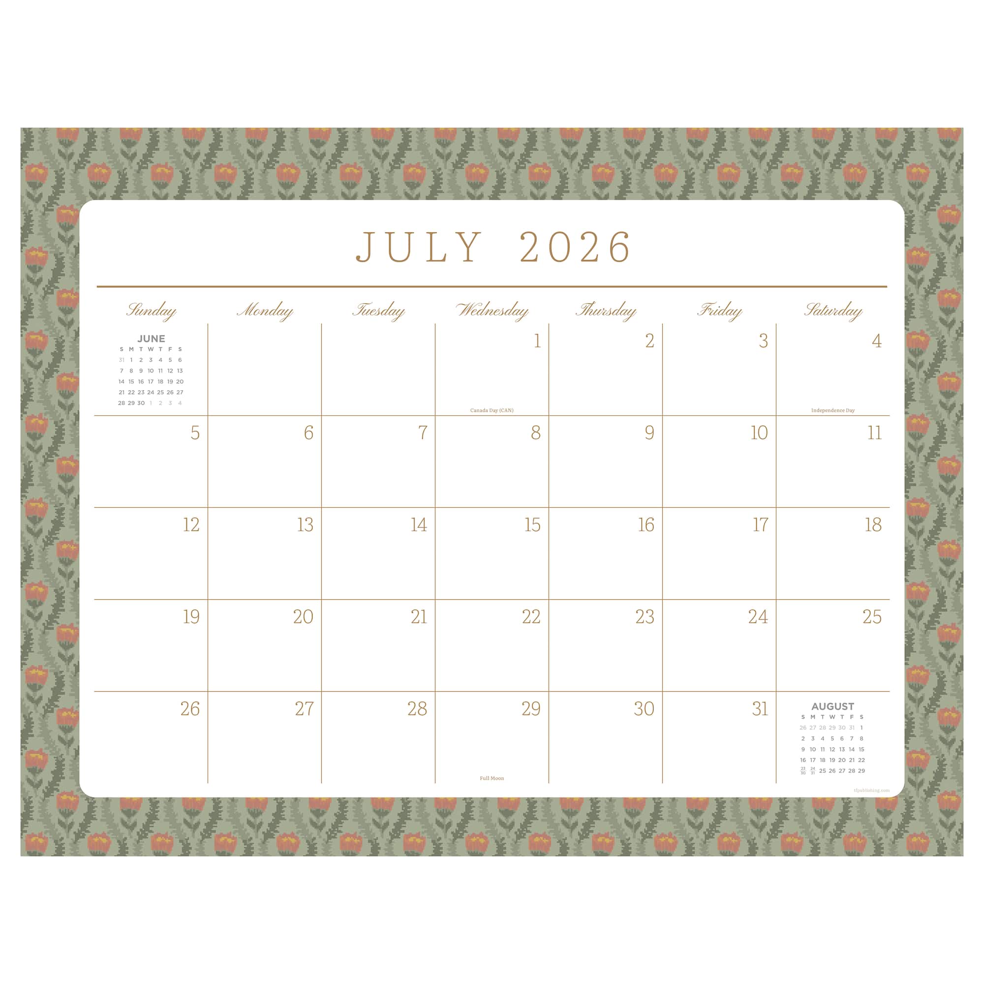 TF Publishing 2026-27 Artisan Legacy Desk Pad Monthly Blotter Calendar